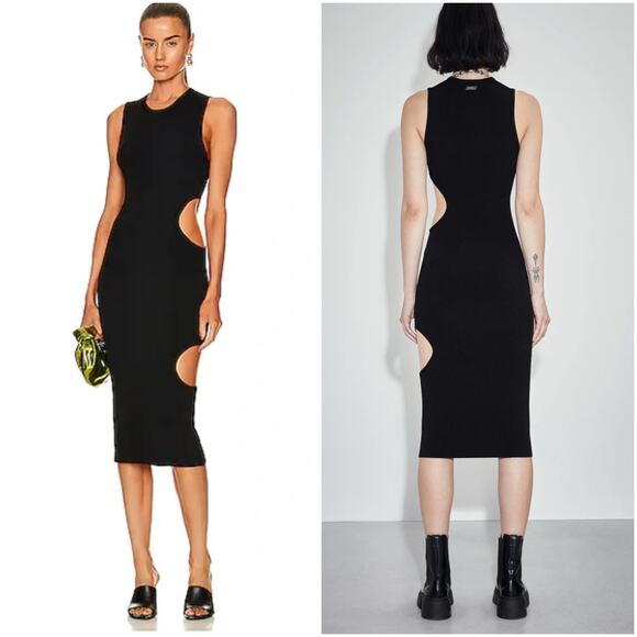 Cushnie Et Ochs Ellie Black Cut Out Ribbed Dress Medium - Picture 3 of 10